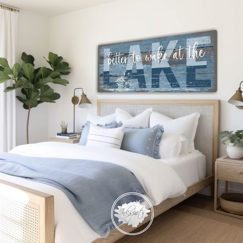 Better to Wake at the Lake Large Custom Canvas Sign Lake House Sign Coastal Housewarming Gift First Home Rustic Cottage Cabin Decor BL21 - Etsy Lakehouse Bedroom, Lake House Bedroom, Lake House Sign, Lake House Interior, Lake House Signs, Lake Decor, Lake Signs, Peacock Color, Cottage Cabin