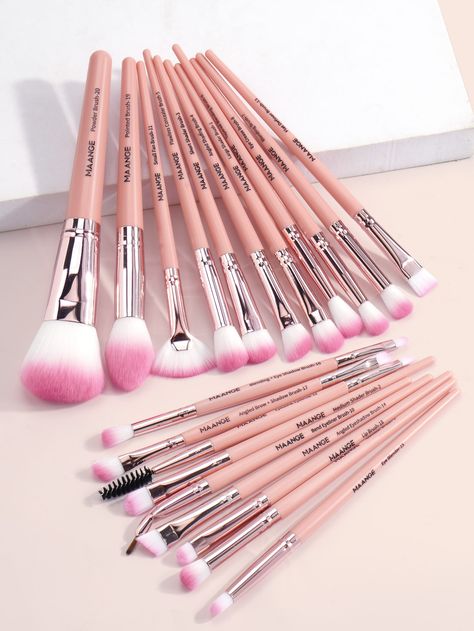 Watermelon Pink    Plastic   Embellished   Beauty Tools Kuas Makeup, Alat Makeup, Best Drugstore Makeup, Gloss À Lèvres, Makeup Brush Set Professional, Eye Makeup Brushes, Professional Makeup Brushes, Contour Brush, Eyeliner Brush