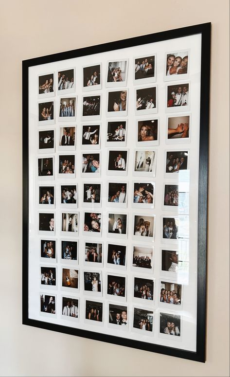 Photo Frame Ideas Living Room, Large Polaroid Frame, Polaroid Frame Pictures, Polaroids In Picture Frame, Polaroids In Frame Display Photos, Poloroid Pictures Frame Ideas, Big Frame With Polaroids, Picute Frame Wall, Large Polaroid Picture Frame