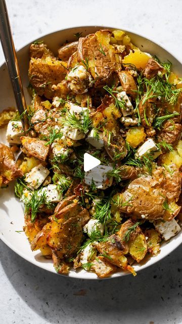 53K likes, 356 comments - dishingouthealth on February 15, 2024: "Crispy Lemon-Feta Roasted Potatoes! Herb-y, garlicky, crispy spuds mixed with roasted lemon dress..." Crispy Lemon Feta Roasted Potatoes, Baby Yellow Potatoes, Baby Potato Recipes, Boil Potatoes, Lime Quinoa, Greek Dinners, Yellow Potatoes, Veggie Side Dishes, Boiled Potatoes