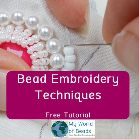 Using Beads In Embroidery, Diy Beaded Applique, Diy Bead Embroidery Video Tutorials, How To Sew Beads On Fabric Diy, How To Add Beads To Embroidery, Seed Bead Embroidery Tutorial, Diy Bead Embroidery Patterns, Bead Embroidery Stitches, Bead Work On Fabric Ideas