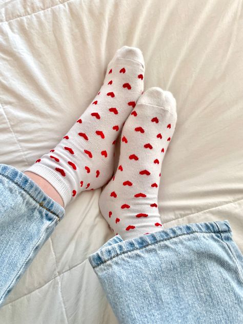 Heart Socks Aesthetic, Leg Warmers Aesthetic, Valentine Socks, Sock Ideas, Aesthetic Socks, Valentines Socks, Pretty Socks, Socks Aesthetic, Hat Aesthetic