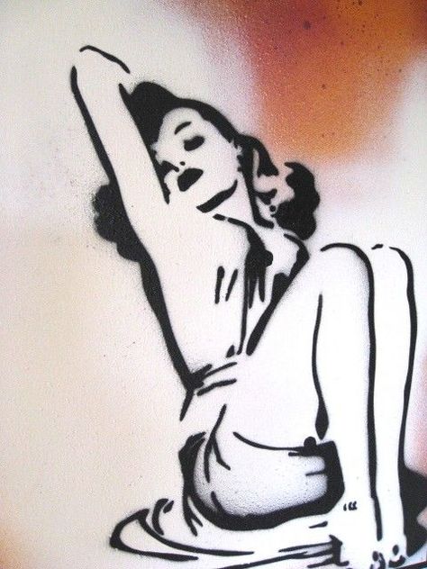 Pin Up Beauty Original Stencil\/ Graffiti Art on Wood | Art On ... Pinup Tattoos, Graffiti Workshop, Disk Golf, Making Stencils, Spray Paint Stencils, Stencil Graffiti, Cool Stencils, Pin Up Drawings, Lily Pattern