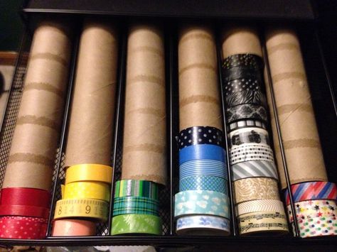 washi storage Diy Washi Tape Storage, Washi Storage, Books Stationary, Washi Tape Storage, Craft Organizer, Ribbon Organization, Tape Storage, Ribbon Storage, Craft Storage Organization