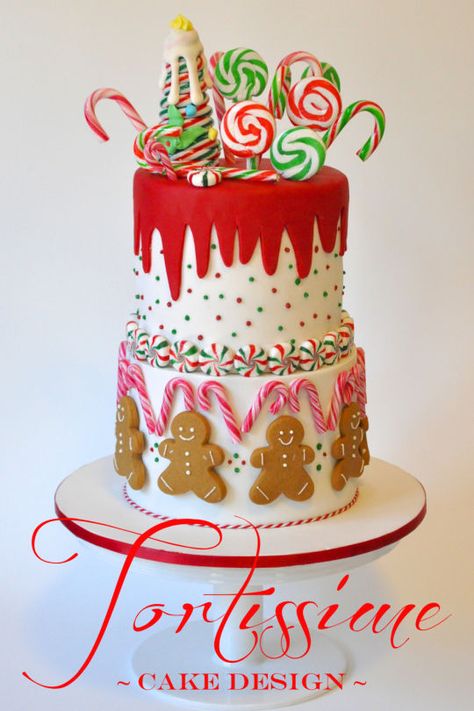 Sweet Treats Christmas Cake Christmas Themed Cake, Gingerbread Party, Christmas Cake Designs, Christmas Cake Decorations, Xmas Cake, Winter Cake, Fake Cake, Novelty Cakes, Holiday Cakes