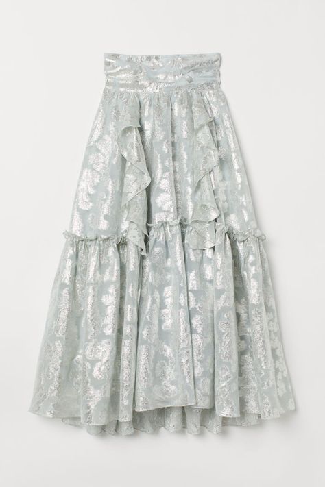 H&M Conscious Collection Wide Flounced SkirtCONSCIOUS EXCLUSIVE. Calf-length skirt in airy, jacquard-weave Chanel Handbags Classic, Flounced Skirt, Calf Length Skirts, Flounce Skirt, Bohemian Skirt, Crown Princess Victoria, Princess Victoria, Light Turquoise, A Pattern