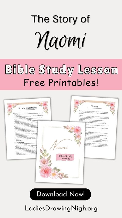 This Bible study lesson on the life of Naomi is a great way to begin learning about the lives of the women of the Bible. This short character study provides a brief overview of important highlights from her life, along with printable Bible study worksheets to aid you in your study time. Bible Character Study Worksheet, Printable Bible Study Worksheets, Naomi Bible, Bible Character Study, Study Lesson, Printable Bible Study, Womens Bible, Bible Study Materials, Bible Study Worksheet