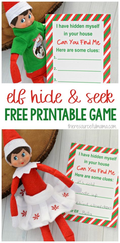 This printable hide & seek game is fun, interactive Elf on the Shelf Activity that requires very little prep while keeping the elf fun and interesting. #elfontheshelf #elf #elfontheshelfideas Elf On Shelf Printables, Elf Printables, Kindness Elves, Elf Games, Awesome Elf On The Shelf Ideas, Elf Activities, The Elf On The Shelf, Xmas Elf, Free Printable Games