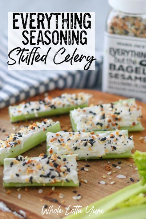 keto recipes dairy free for you #Recipes Celery With Cream Cheese, Cream Cheese Everything Bagel Seasoning, Cream Cheese Stuffed Celery, Everything Bagel Seasoning Recipes, Stuffed Celery, Everything Seasoning, Everything Bagel Seasoning, Vegan Cream, Bagel Seasoning