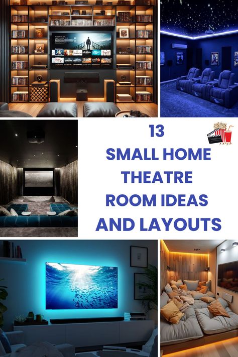 Transform your small space into a cozy cinema with these genius home theatre ideas! From comfy seating to mood lighting, we’ve got the perfect setups for the ultimate movie night experience. Ready to relax and chill in style? Tap to explore all the fun ideas! Let the movie nights begin... Basement Movie Room Ideas On A Budget, Living Room Theatre Ideas, Movie Theatre Home, Living Room Home Theater Ideas, Spare Bedroom Movie Room, Small Room Home Theater, Small Movie Theater Rooms, Movie Room Seating Ideas, Small Basement Movie Room