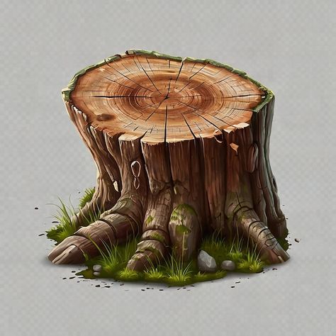 Tree Stump Tattoo Design, Dried Tree Branches, Nature Objects, Cement Sculpture, Dry Tree, Wood Stumps, Forest Pattern, Detailed Paintings, Drawing Prompt