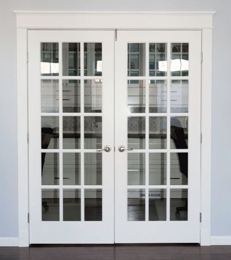 Learn how to refresh french doors the easy way.  I'll take you through a step by step tutorial on how to use masking liquid and a paint sprayer to make this DIY project go quickly with beautiful results! #DIY #french doors #white #painted #Ideas #Indoor #white #farmhouse #living room #office #makeover #update French Door Makeover, Masking Liquid, Painted French Doors, French Doors Living Room, Update Doors, French Doors Bedroom, Office Doors, French Doors Exterior, Door Casing