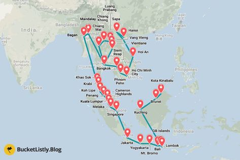 Southeast Asia Itinerary, Backpacking Southeast Asia, Asia Itinerary, Backpacking Itinerary, Backpacking Outfits, South East Asia Backpacking, Backpacking Routes, Thailand Adventure, Backpacking Asia