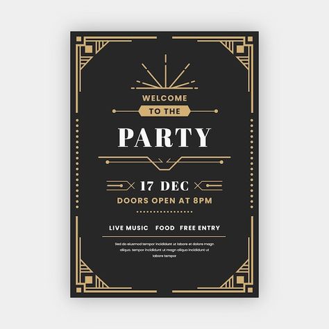 Free vector flat design art deco poster | Free Vector #Freepik #freevector #art-deco #art-poster #art-template #flat-poster Art Deco Wedding Invitation, Art Deco Wedding Invitations, Flyer Design Layout, Music Festival Poster, Art Deco Poster, Deco Poster, Flyer Layout, Poster Ads, Deco Wedding