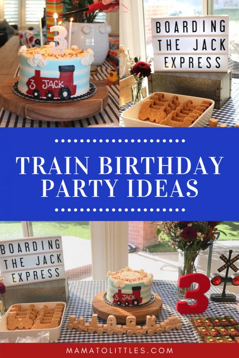 Does your little one love trains? Today I’m sharing our son’s 3rd birthday party, complete with ideas for train cakes, stoplight brownies, and other decorations your toddler and guests will love! Links to purchase everything we used are included in the post to help make your life easier too.   Train Birthday Party | Train Birthday Party Ideas | Train Birthday Party Inspiration | Train Birthday Party Food | Train Birthday Party Decorations | Train Cake #TrainBirthdayParty #TrainParty #TrainCake Trains 3rd Birthday, 3 Year Train Party, Birthday Train Ideas, Three Train Birthday, Train Birthday Party Three, Train Birthday Party 3, 2nd Train Birthday Party, Boys Train Birthday Party Ideas, Train Three Year Old Party