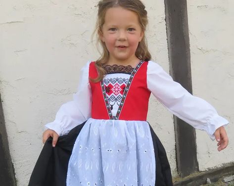 enchantedkingdom | Etsy Scandi Dress, Traditional Norwegian Clothing, Danish Crafts, Norway Life, Norwegian Costume, Norwegian Dress, Syttende Mai, Norwegian Bliss, Frozen Jr