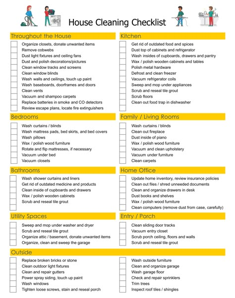 Cleaning Service Checklist Free Printable, House Maid Checklist, Deep Cleaning House Checklist For Maid, Checklist Template Printables, Cute Checklist Template, Clean Like A Maid, Maid Service Checklist, Maid Service Housekeeping, Cleaning Service Checklist