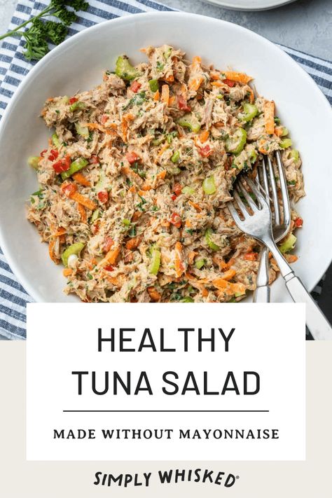 This healthy tuna salad recipe is made with no mayo, but it’s still full of flavor. It’s dairy free, paleo friendly and super easy to make. Serve it as a sandwich or in a lettuce wrap for a great heart healthy lunch. Mayo Free Tuna Salad, Heart Healthy Lunch, Dairy Free Tuna Salad, Healthy Tuna Sandwich, Healthy Tuna Salad Recipe, Tuna Salad No Mayo, Tuna Lettuce Wraps, Tuna Salad Recipe Healthy, Best Tuna Salad