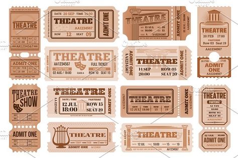 Vintage Theatre Ticket, Theatre Ticket Template, Theater Ticket Design, Theater Ticket, Theatre Ticket, Circus Background, Circus Tickets, Totes Ideas, Teachers Day Card