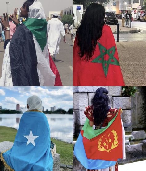 Sudan, Morroco, Somalia, Eritrea women wearing their national flag, red, blue, green, white Africans, aesthetic, star, beauty, east north africa #sudanflag #morrocoflag #somaliaflag #eritreanflag #tiktok #1 #sudanese #eritrean #somali #morroco North African Aesthetic, Somalia Aesthetic, Eritrean People, Sudan Art Culture, African Flags, Eritrean Flag, South Sudan Flag, Somali Beauty, Africa Beauty