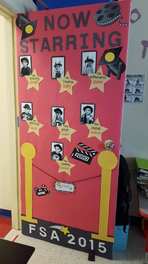 Movie Themed Classroom Door, Classroom Movie Theme, Movie Themed Door Decorations, Movie Theme Classroom Ideas, Movie Door Decorations, Hollywood Theme Classroom Door, Movie Themed Classroom, Cinema School, Hollywood Theme Party Decorations