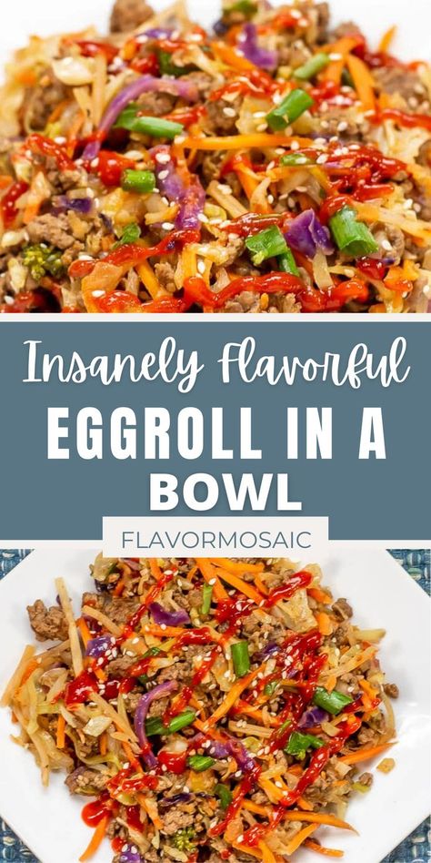 Eggroll In A Bowl, Egg Roll In A Bowl, Low Carb Meal, Boiled Egg Diet Plan, Slaw Recipes, Egg Roll, Low Carb Meals Easy, Low Carb Dinner, Bowls Recipe