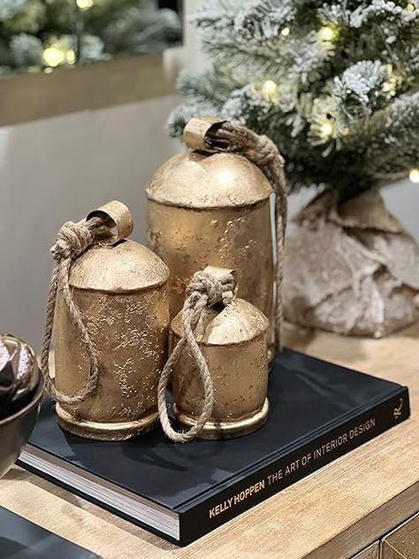 Antique Bells Christmas, Antique Bells Decor, Rustic Bells Decor, Vintage Bells Decor, Vintage Bells Christmas, Gold Bells Christmas Decor, Rustic Christmas Bells, Christmas Bell Decor, Bell Christmas Decorations