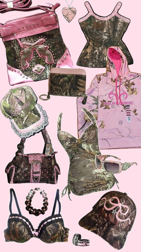 #realtree #playboy #mcbling #fashion #trendy #pinkcamo #y2k #2000s #camo Camo And Pink Outfit, Pink And Camo Outfit, 2000 Outfit, Camo Outfit, Mcbling Fashion, Camo And Pink, Camo Outfits, 2000s Fashion Outfits, Princess Outfits