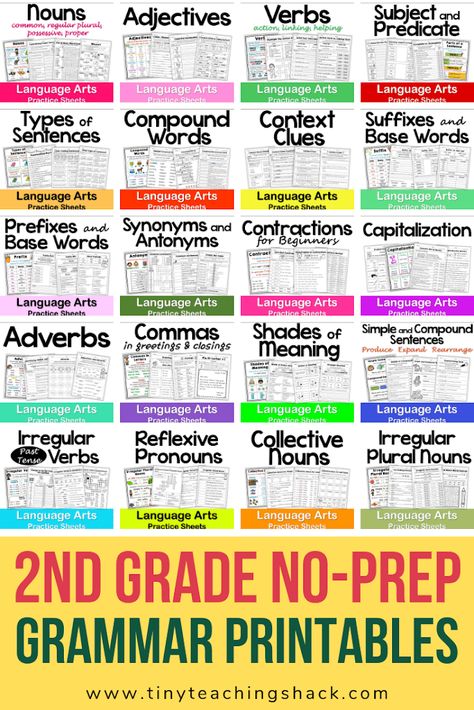 Second Grade Grammar, Homeschooling 2nd Grade, Grammar Anchor Charts, 2nd Grade Grammar, Homeschooling Activities, Irregular Past Tense Verbs, Language Arts Worksheets, Teaching Second Grade, Base Words