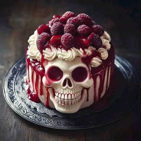 Halloween Meringue, Goth Cakes, Horror Cake, Bolo Rapunzel, Scary Cakes, Gothic Cake, Skull Cake, Halloween Food Treats, Halloween Dinner