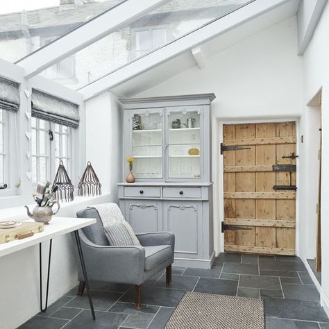 Tones of grey are a great alternative to beige when going for a neutral colour scheme Small Conservatory Ideas, Conservatory Interiors, Small Conservatory, Conservatory Flooring, Lean To Conservatory, Conservatory Decor, Conservatory Interior, Conservatory Ideas, Conservatory Design