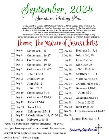 September 2024 Scripture Writing Plan -The Nature of Jesus Christ September 2024 Scripture Writing, October Scripture Writing Plan 2024, December Scripture Writing Plan 2024, 2024 Scripture Writing Plans, Scripture Writing Plans 2024, September Scripture Writing Plan, October Scripture Writing Plan, January Scripture Writing, Faith Growth