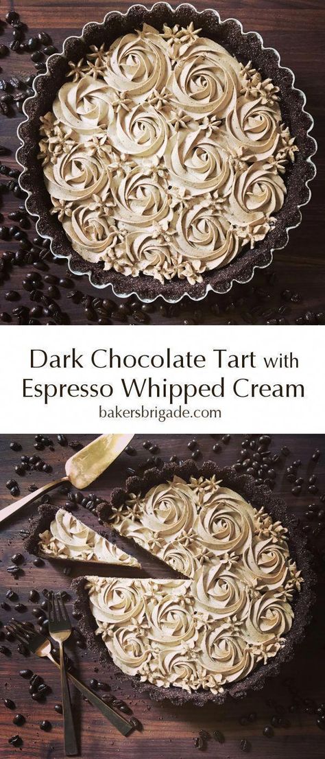 Espresso Whipped Cream, Dark Chocolate Tart, Pie Pops, Chocolate Crust, Brownie Desserts, Chocolate Espresso, Oreo Dessert, Coffee Dessert, Chocolate Tart