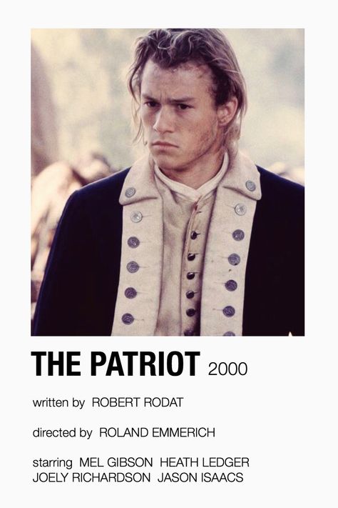 alternative movie posters // the patriot (2000) The Patriot Movie Poster, Heath Ledger Patriot, Heath Ledger Movies, Heath Ledger The Patriot, The Patriot Movie, School Movies, Patriotic Posters, Film Night, Wanted Movie