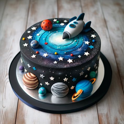 Top Birthday Cake Ideas for Kids Boys Make His Day Unforgettable (7) Outer Space Theme Birthday Cake, Birthday Cake Planets, Space Cake With Planets, Rocket Ship Cake Space Theme, Space Cake Easy, Boy 4th Birthday Cake, Houston We Have A One Year Old Cake, Planets Cake Birthday, Boys 7th Birthday Cake