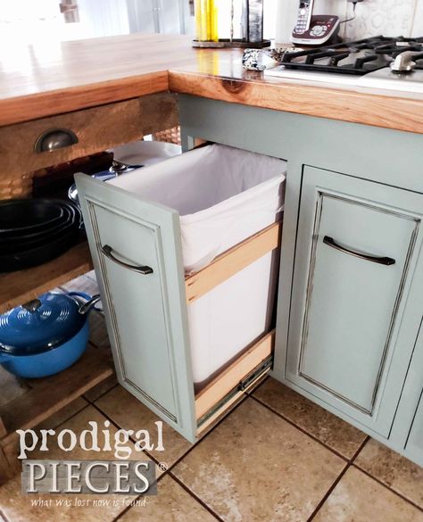 Kitchen Dustbin Ideas, Cabinet Kitchen Organization, Dustbin Ideas, Ikea Small Kitchen, Kitchen Dustbin, Kitchen Cabinet Organization Layout, Wooden Storage Bins, Kitchen Organization Cabinet, Bin Drawer