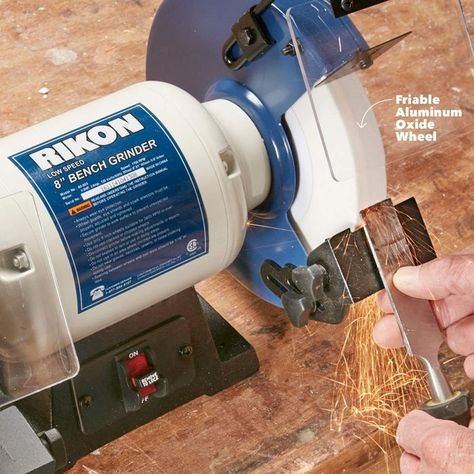 Bench Grinder Basics You Need to Know — The Family Handyman Dressing Tool, Bench Grinders, Workshop Tools, Bench Grinder, Sharpening Tools, Wood Turning Projects, Garage Tools, Metal Working Tools, Home Workshop