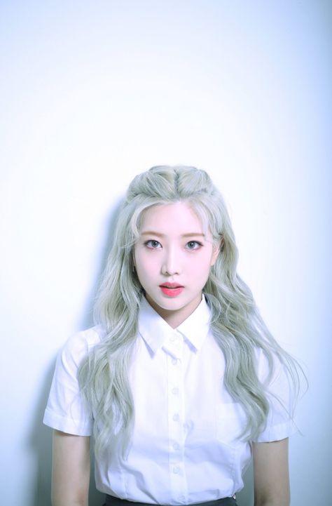 Loona Photoshoot, Kim Lip, Grey, Music, Red, Hair, White