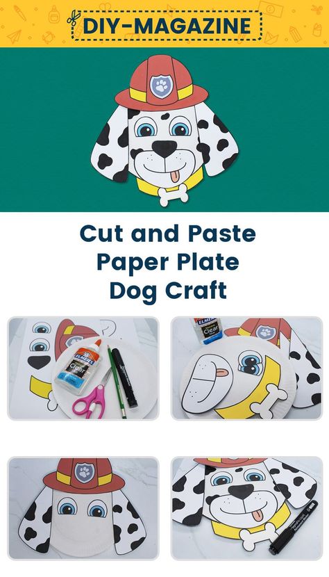 Print this free printable dog sheet for you and your kids to have fun and enjoy. We made it extra adorable by making a dalmatian fireman for this printable! Grab a paper plate and this printable and let's start crafting! Dalmatian Craft, Dog Craft, Paste Paper, Printable Dog, Cute Paper, Diy Magazine, Dalmatian Dogs, Paper Plate Crafts, Preschool Christmas