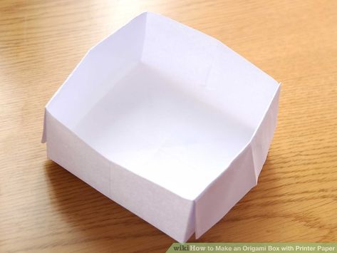 How to Make an Origami Box with Printer Paper: 12 Steps Origami Candy Box, Origami Box Instructions, Paper Box Tutorial, Origami Box Easy, Origami Box Tutorial, Basic Origami, Origami Bowl, Origami Gift Box, Paper Cube