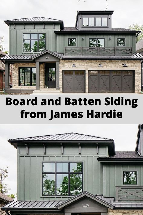 Hardie Panel Vertical Siding, Hardy Board And Batten Siding, Board And Batten Siding With Metal Roof, Board And Batten With Lap Siding, Board And Barton Exterior, James Hardie Board And Batten Siding, Board And Baton Exterior, Hardy Board Siding Colors, Board And Batten Wall Exterior