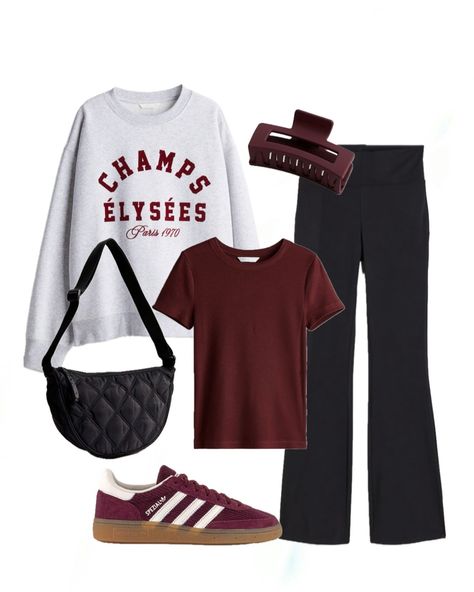 Hannah|Fashion & Outfit Styling|Highstreet Lover | A casual Sunday Sporty Outfit featuring the Sell out Spezials in THE colour of the season. Burgundy is the way forward ! 🍷👟 Trainers… | Instagram Burgundy New Balance Outfit, Burgundy Tennis Shoes Outfit, Burgundy Trainers Outfit, Burgundy Gym Outfit, Burgundy Workout Outfit, Burgundy Adidas Outfit, Burgundy Converse Outfit, Burgundy Sneakers Outfit, Burgundy Tennis Shoes