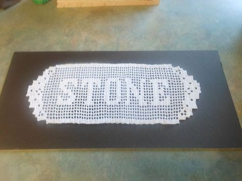 Here we go on how to make a Filet Crochet Name Doily. Description from instructables.com. I searched for this on bing.com/images Filet Crochet Name Pattern, Crochet Name Doily, Diy Crochet Doilies, Crochet Name, Crochet Alphabet, Crochet Letters, Crochet Patterns Filet, Crochet Tablecloth Pattern, Free Crochet Doily Patterns