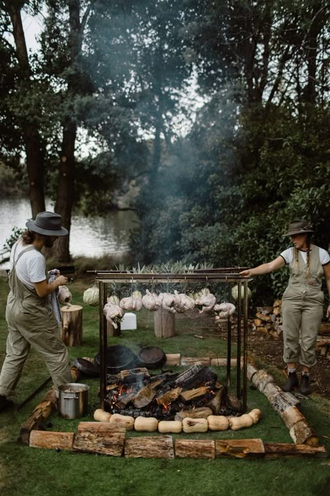 Clair & Aden Wedding — Wild Kitchen Australian Barbeque, Pig Roast Wedding, White Buffet Table, Wedding Barbecue, Barbeque Wedding, Yurt Village, Pit Cooking, Barbecue Wedding, Wild Kitchen