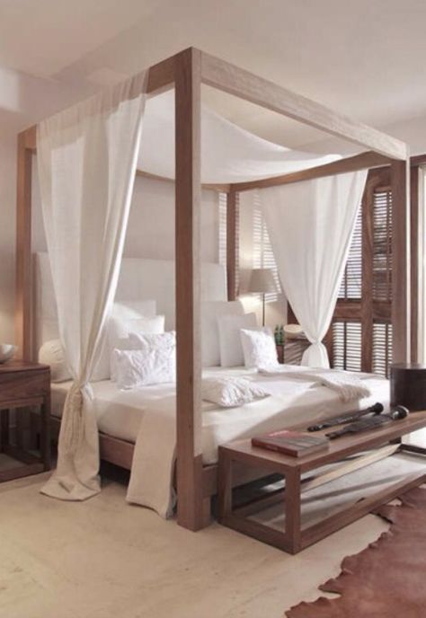 Canopy Bedroom, Bed Platform, Four Poster Bed, Platform Beds, Four Poster, Poster Bed, Interior Modern, Modern Bedroom Design, Master Bedrooms Decor