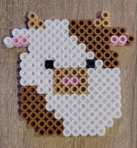 Squishmallow Art, Hello Kitty Cow, Easy Perler Beads, Cow Squishmallow, Melty Bead Designs, Perler Beads Ideas, Melt Beads Patterns, Hamma Beads Ideas, Easy Perler Bead Patterns