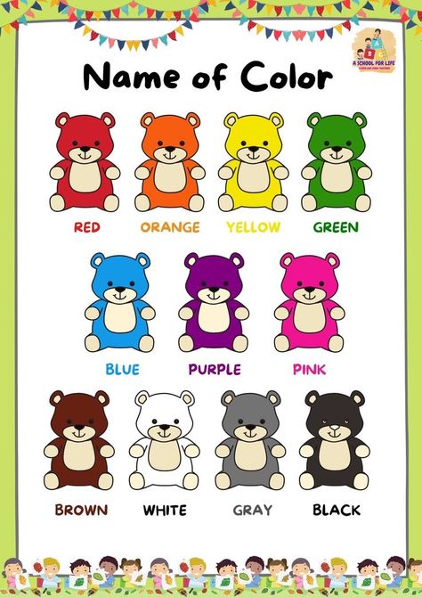 Color Name and Practice Worksheets Colours Name For Kids, Preschool Center Signs, English Reading Skills, Color Vocabulary, Colors Name In English, Consonant Blends Worksheets, Color Worksheets For Preschool, Colors For Kids, Kindergarten Colors