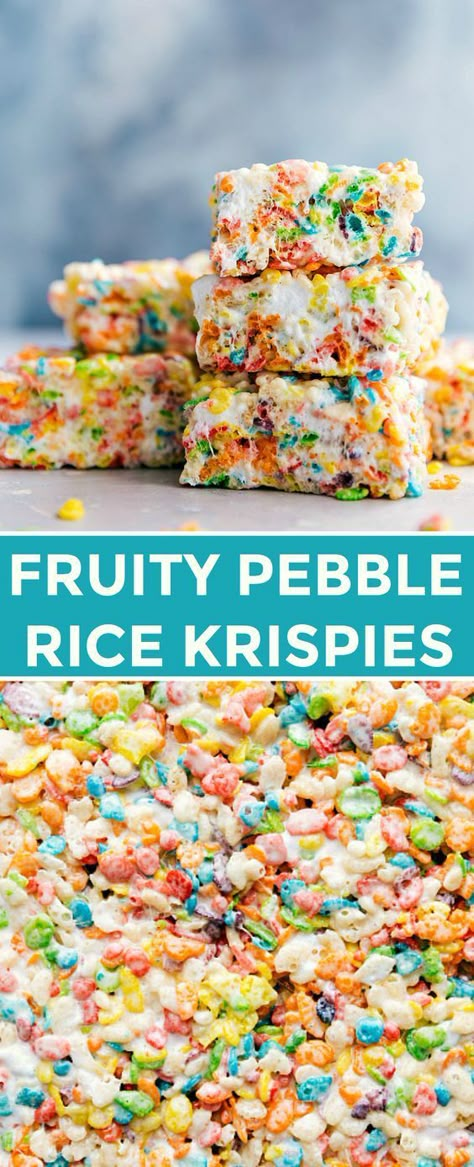 Fruity Pebble, Krispie Treats Recipe, Colorful Desserts, Rice Recipes For Dinner, Cereal Treats, Kid Desserts, Cereal Bars, Rice Crispy Treats, Fruity Pebbles