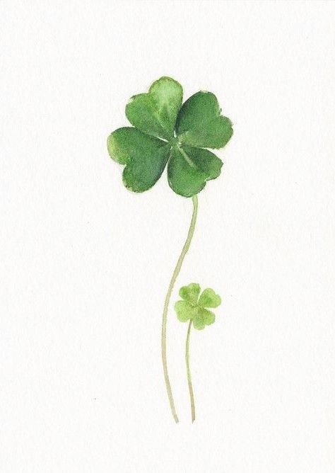 Vintage Four Leaf Clover Illustration, Clover Wallpaper Aesthetic, Clovers Drawing, Four Leaf Clover Painting, Green Flower Drawing, 4 Leaf Clover Art, Four Leaf Clover Aesthetic, Clover Sketch, Four Leaf Clover Art