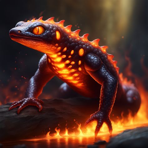 Fire Salamander Salamander Aesthetic, Lizard Folk, Fire Lizard, Fire Salamander, Image Generator, Book Inspiration, Create Art, Dnd Characters, Social Media Posts